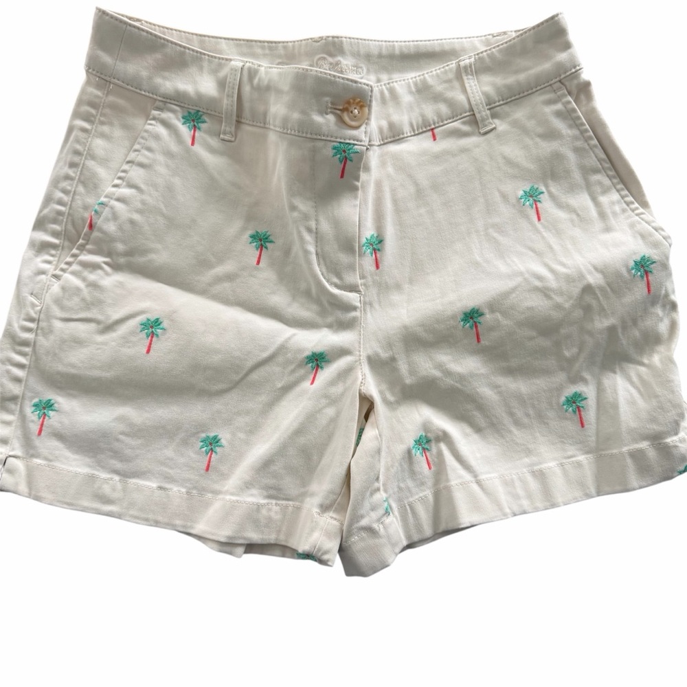 Tommy Bahama Cream Shorts with Palm Embroidery